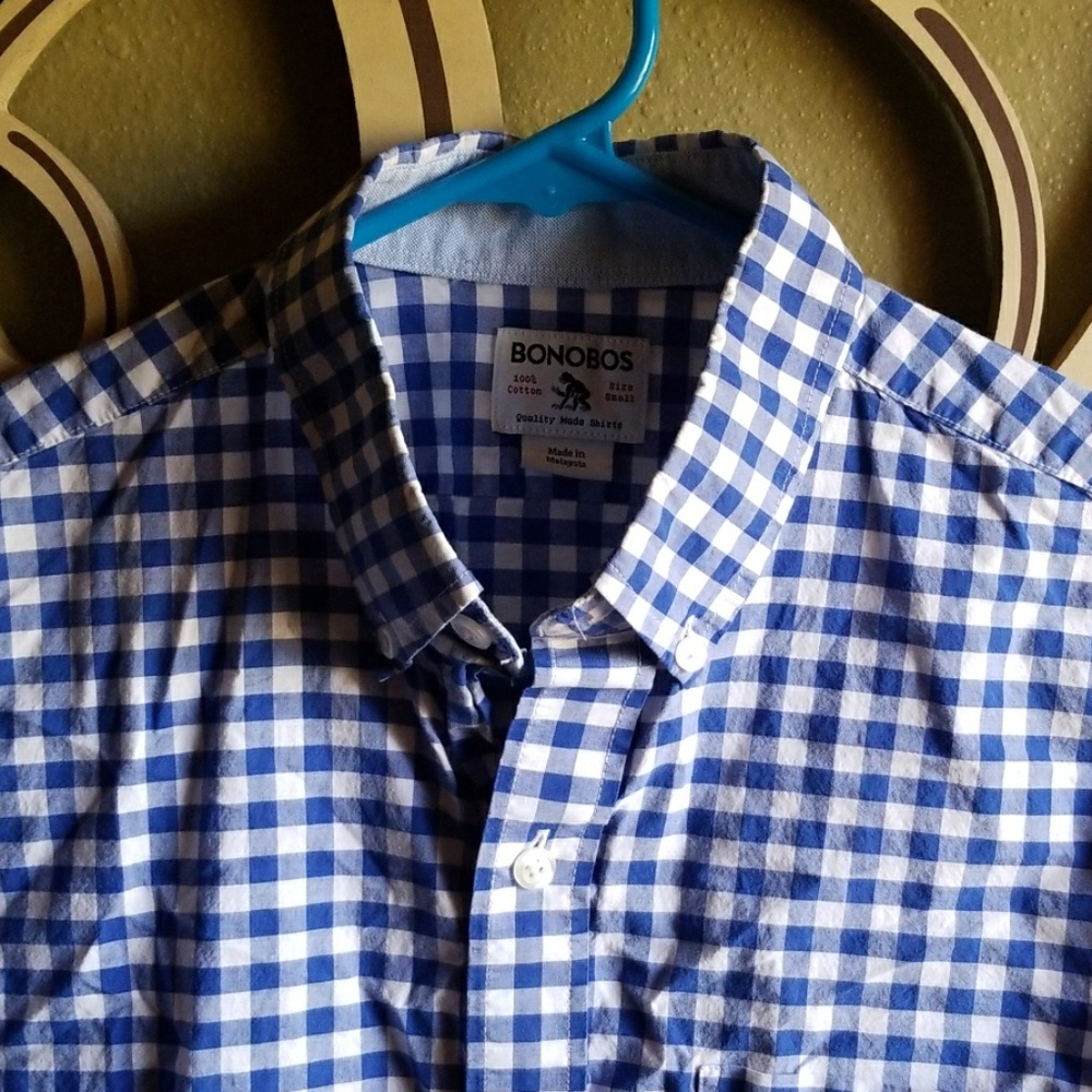 Boys blue checkered button down
